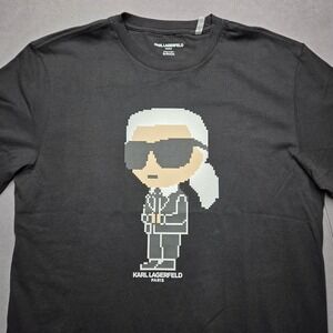 Karl Lagerfeld Paris Mens Pixel Karl Graphic T-Shirt Black LM6G2165 Small